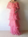 Elegant Pink A-line Off Shoulder Maxi Long Prom Evening Party Women Dresses ,ZX389