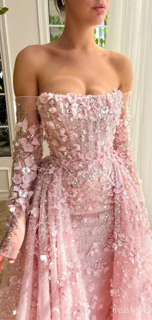 Luxurious New Arrival Pink Beading Sparkly Princess Prom Evening Dress,ZX194