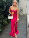 Sexy Red Mermaid Side Slit Maxi Long Prom Evening Party Dresses,ZX404