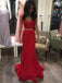 Elegant Red Mermaid V-neck Maxi Long Prom Evening Party Women Dresses ,ZX393