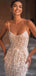 Charming White Appliqued Mermaid V-Neck  Spaghetti Strap Floor-Length Elegant Wedding Dresses HS23