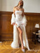 Luxurious White Soft Sweetheart Side Slit Floor-Length Popular Prom Dresses,ZX126