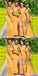 New Arrival Sexy Yellow Side Slit Spaghetti Strap Mermaid Women Floor-Length Bridesmaid Dresses Online, BL160