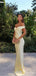 Yellow Alluring Off Shoulder Mermaid Soft Satin Long Prom Evening Dress,ZX310