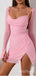 Bestselling Pink Women Full Sleeve Little Side Slit Mini Homecoming Dresses, HM51