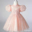 Women Pink Beaded Sparkly Appliqued A-Line Little Flower Girl Dresses, ET42