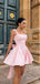 Cute Pink Spaghetti Strap Backless Mini Homecoming Dresses, HM87