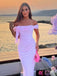 Sexy Blushing-Pink Off Shoulder Sheath Long Women Evening Prom Evening Dress,ZX231