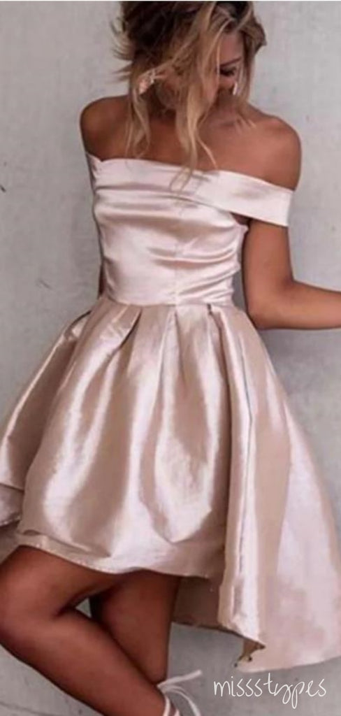 Coral Simple Word Shoulder A-Line Mini Party Homecoming Dresses,HM204