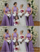 Purple Halter A-Line Women Simple Floor-Length Bridesmaid Dresses Online, BL52