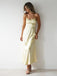 Simple Yellow Sweetheart Spaghetti Strap V-Neck Long Women Evening Prom Evening Dress,ZX242