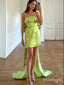 Green Straight Across Bow Trailing Unique Mini Homecoming Dresses, HM66