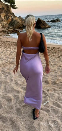 Sea-Through Purple Strapless Mermaid Backless Sexy Evening Prom Evening Dress,ZX220