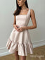 Fashion Women Coral Pink Square Pleat Mini Homecoming Dresses, HM60