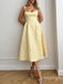 Yellow Elegant Spaghetti Strap Tea-Length Long Popular Prom Dresses,ZX116