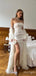 Luxurious White Soft Sweetheart Side Slit Floor-Length Popular Prom Dresses,ZX126