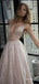 Elegant V-Neck Sparkly Backless A-Line Long Fashion Wedding Dresses,HS72