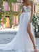 Sexy One Shoulder Appliqued Sweetheart Side Slit A-Line Wedding Dresses HS59