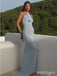 Premium Halter Sky-Blue Flower Mermaid Long Fashion Prom Dresses,ZX98