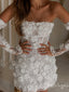 Charming Appliqued Off White Straight Across Lace Up Backless Mini Homecoming Dresses, HM57