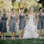 Charming Mismatched Dusty-Blue Knee-Length A-Line Bridesmaid Dresses Online, BL24