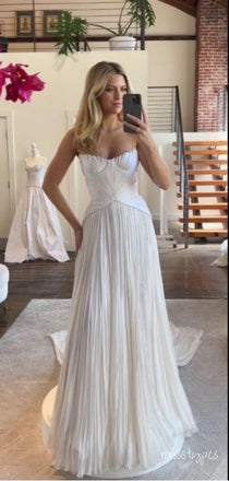Strapless Sheath White Lady A-Line Long Prom Evening Dress,ZX266