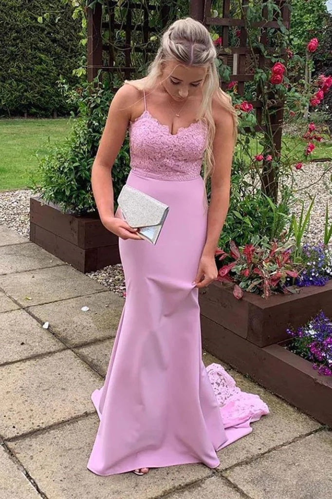 Elegant Pink Mermaid Long Prom Dress Ideas, Evening Party Dresses,ZX444