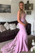 Elegant Pink Mermaid Long Prom Dress Ideas, Evening Party Dresses,ZX444