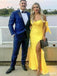 Sexy Yellow Mermaid Off Shoulder Maxi Long Prom Dress Ideas, Evening Party Dresses,ZX478