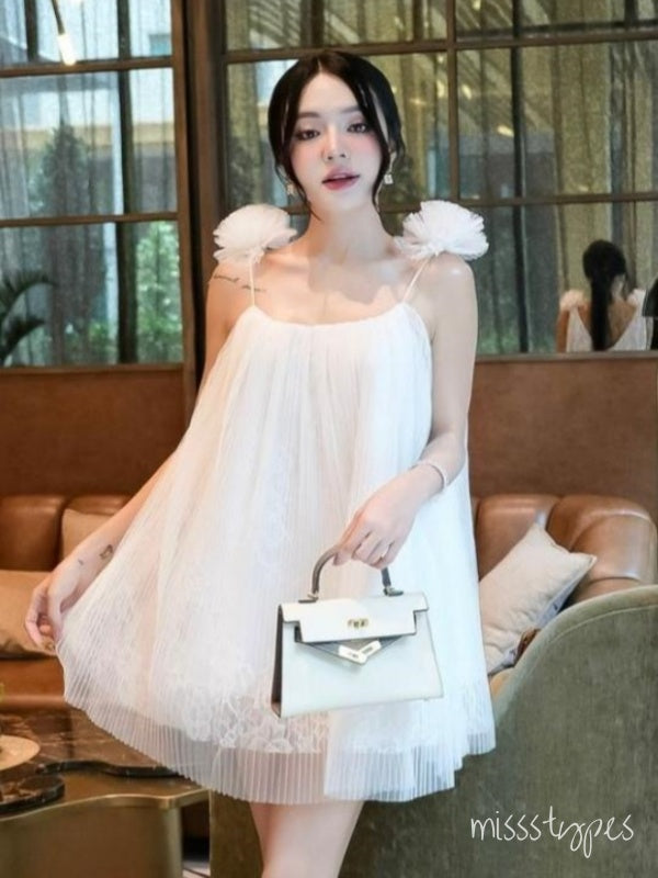 Lady Spaghetti Strap White Cozy Mini New Arrival Homecoming Dresses,HM152