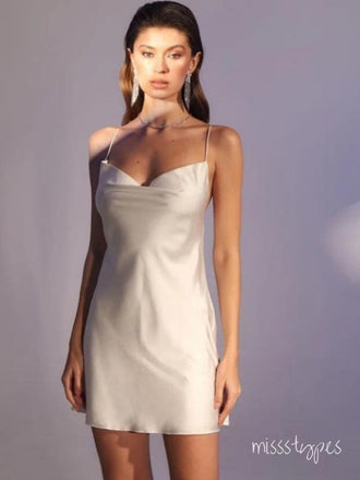 Sliver Spaghetti Strap V-Neck Sexy Backless Mini New Arrival Homecoming Dresses,HM135
