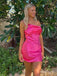 Rose Pink One Shoulder Sexy Women Mini Party Homecoming Dresses,HM286