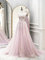 Vintage Appliqued Pink Sweetheart Empire A-Line Floor-Length Prom Dresses,ZX73